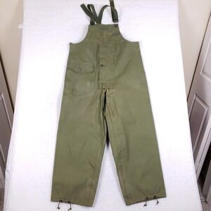 Vintage 1957 U.S. Military Wet Weather Rubberized Overalls Olive Drab Medium